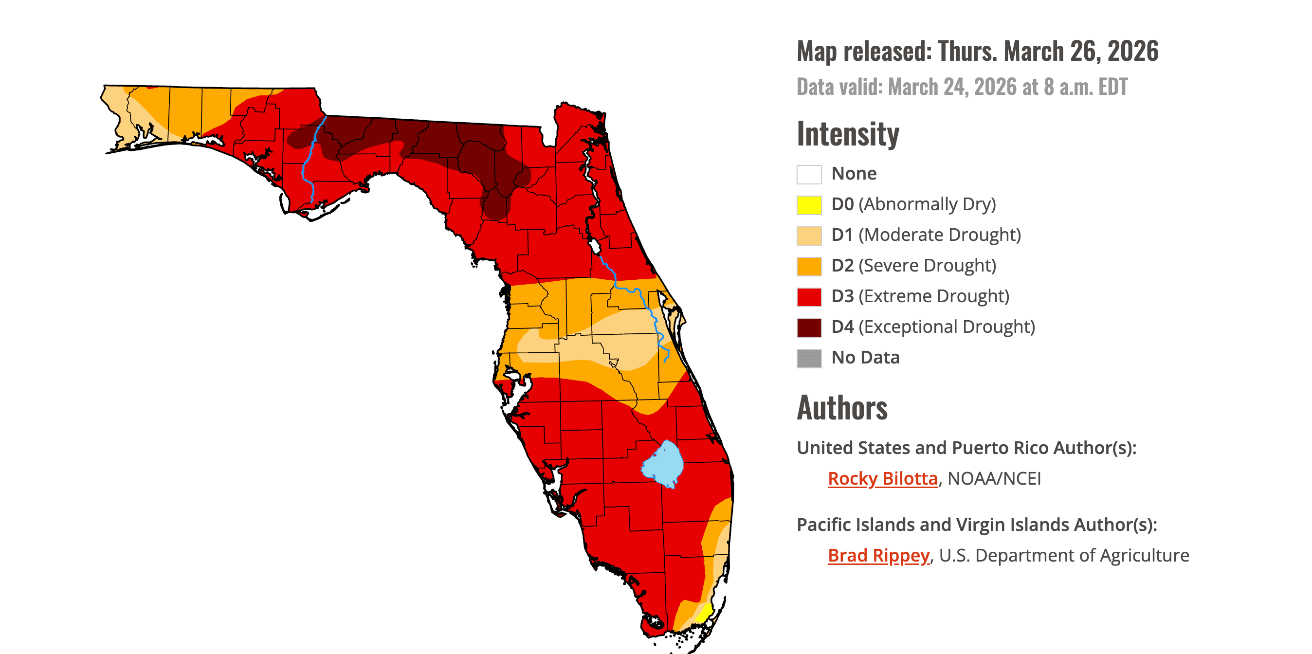 Florida map of drought intensity