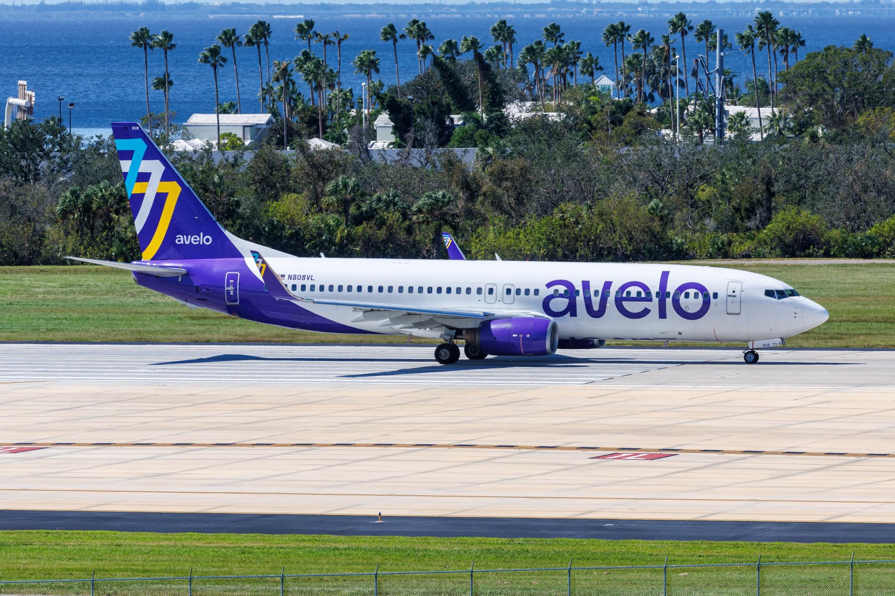 Avelo plane on the runway