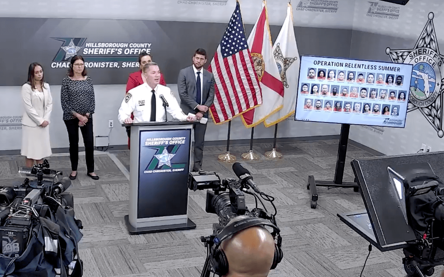 Sheriff talking to audience about opertion relentless summer