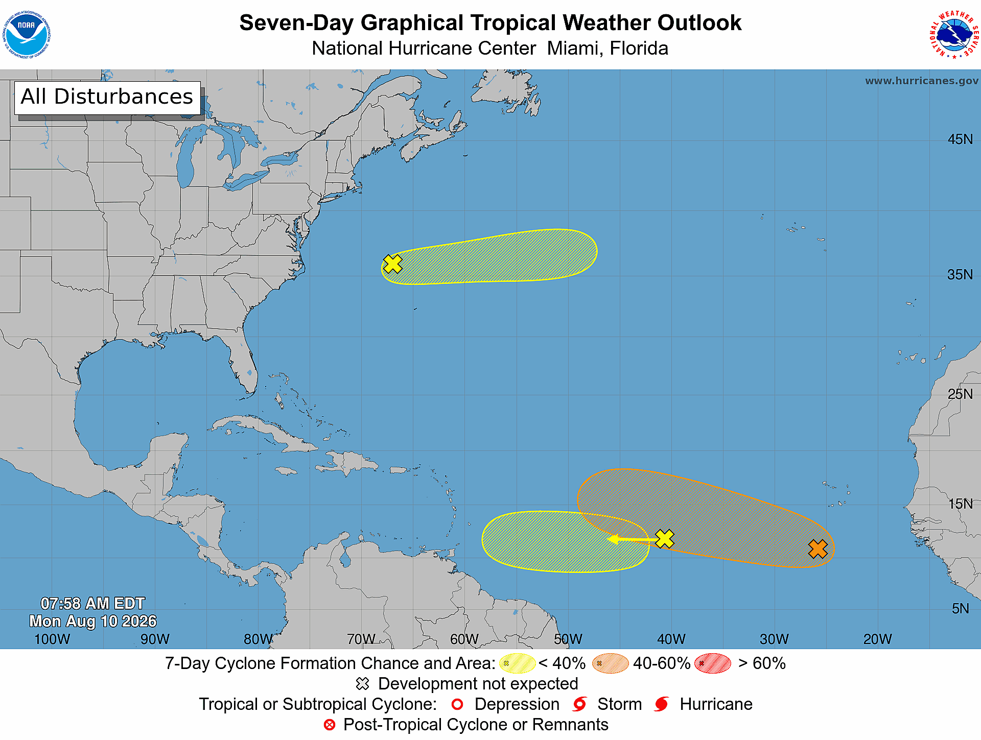 Three disturbances in NHC two yellow one orange