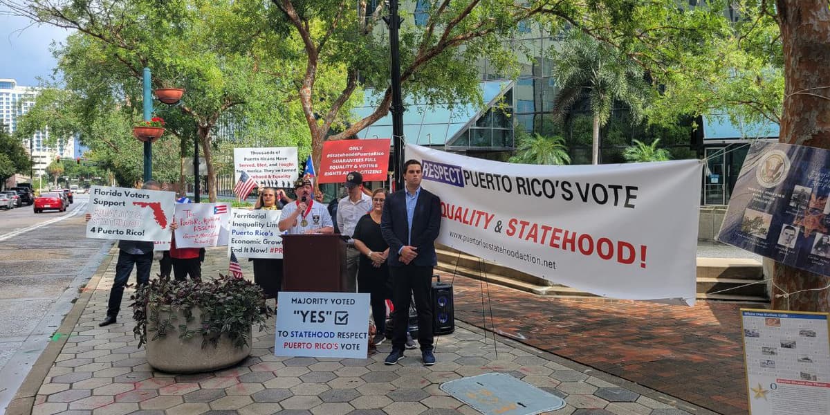 NAPREC supporters hold rally for Puerto Rico equality in Orlando, FL